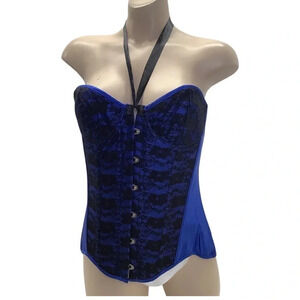 Blue Lace & Satin Underwire with Lace Corset Size Medium